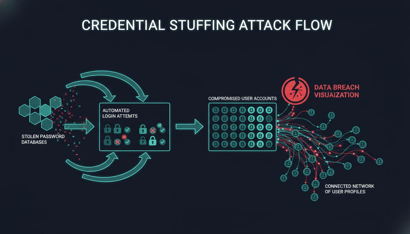 Credential stuffing attack cascade visualization