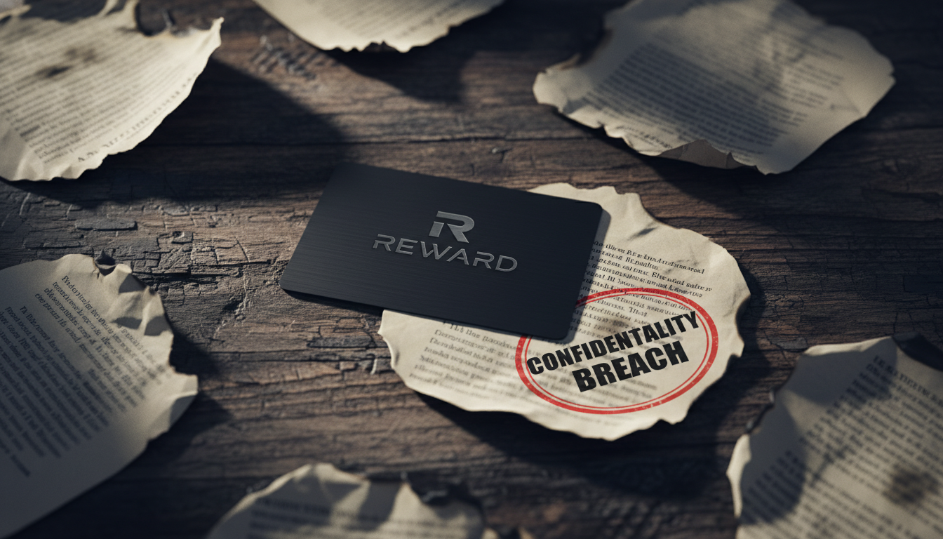 Loyalty card surrounded by privacy documents and warning stamp