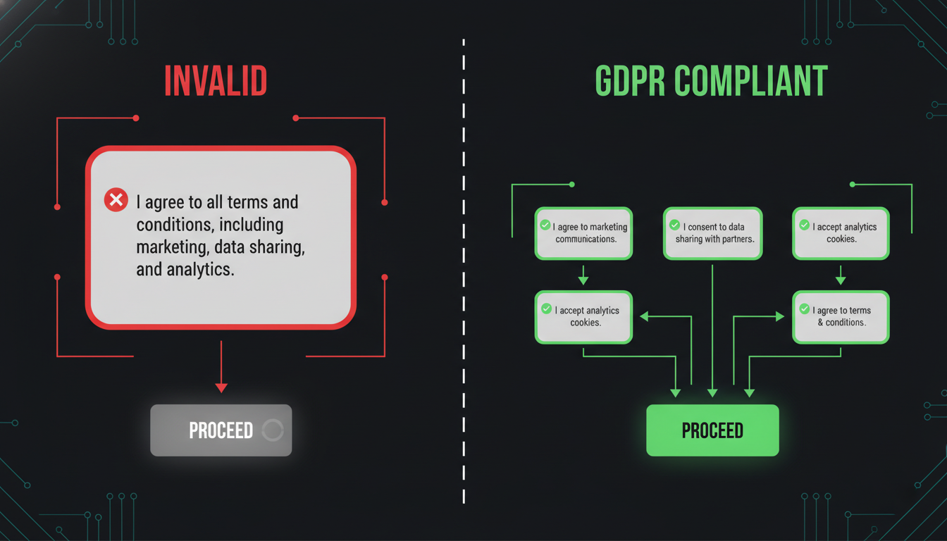 Bundled vs granular consent comparison diagram