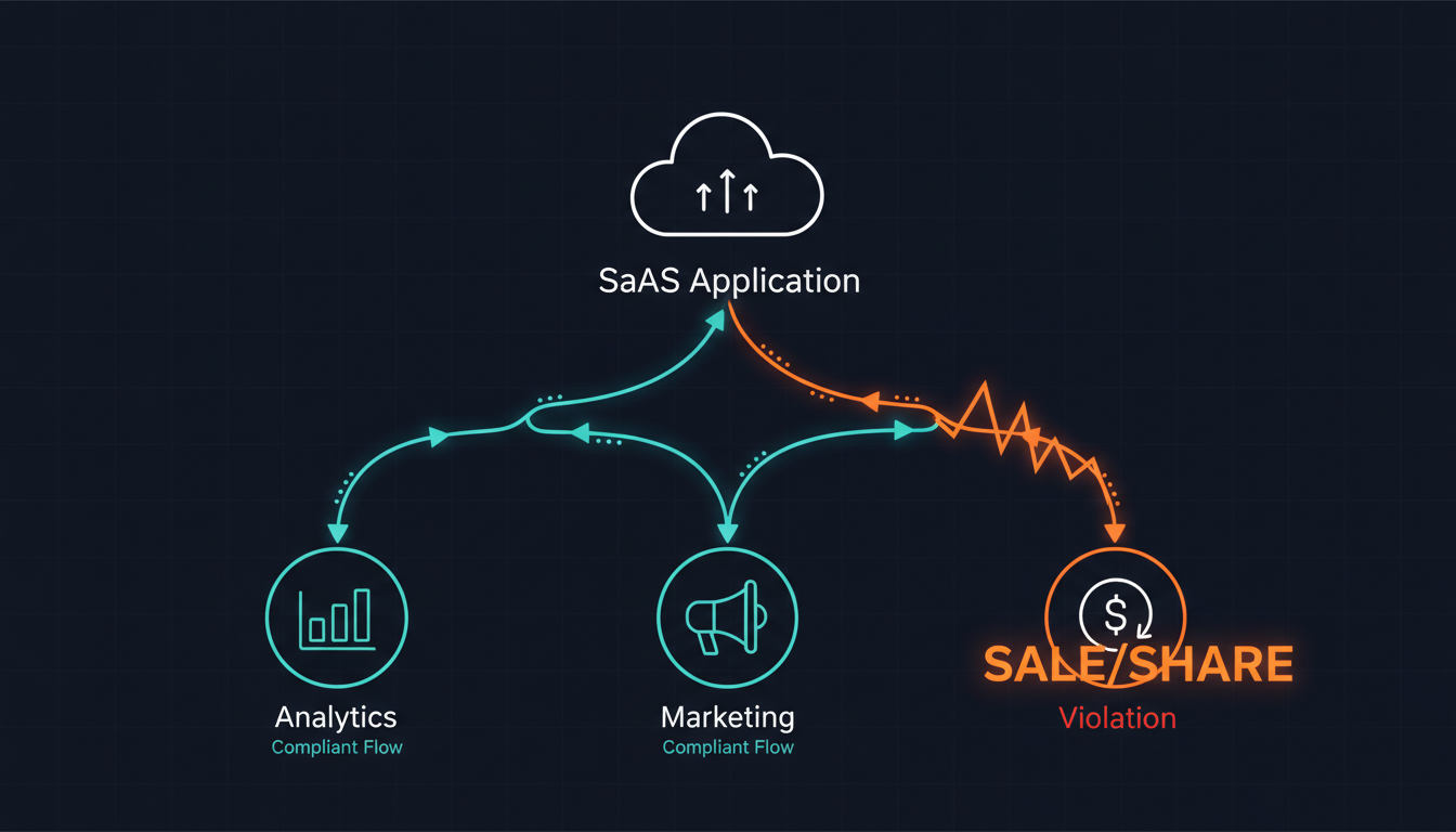 Diagram of SaaS third-party data sharing under CCPA