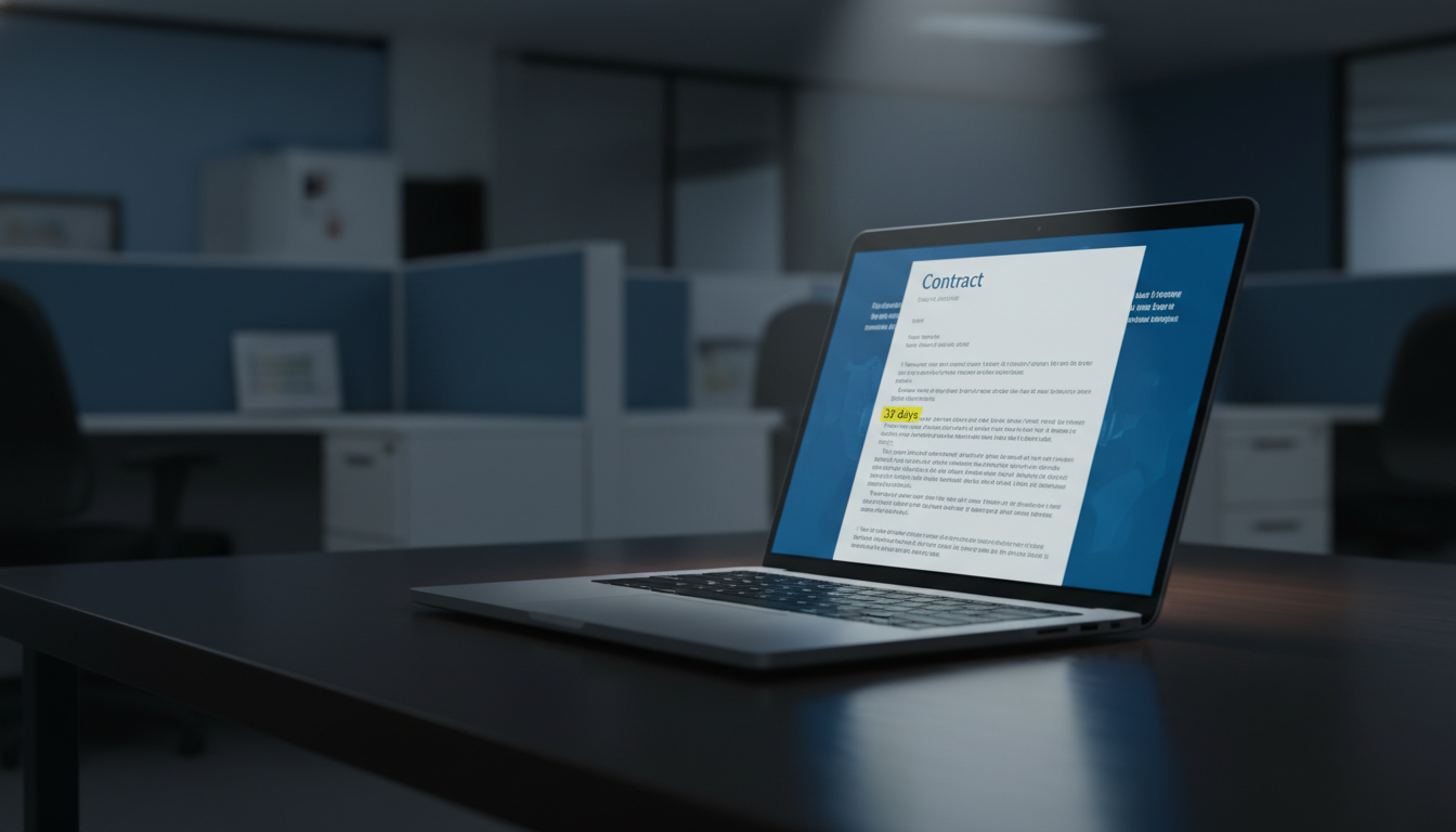 Legal contract showing Microsoft's 30-day AI subprocessor notice period