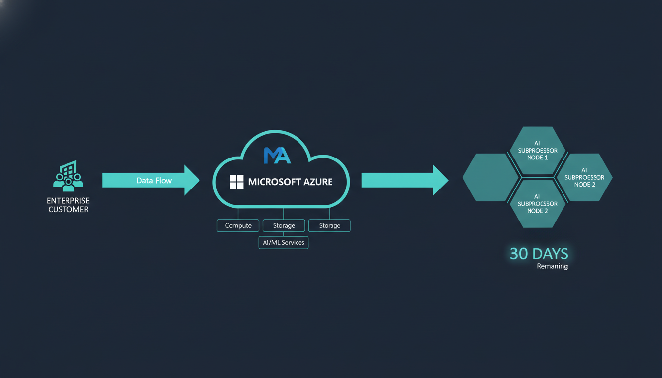 Diagram illustrating Microsoft Azure AI subprocessor notification timeline